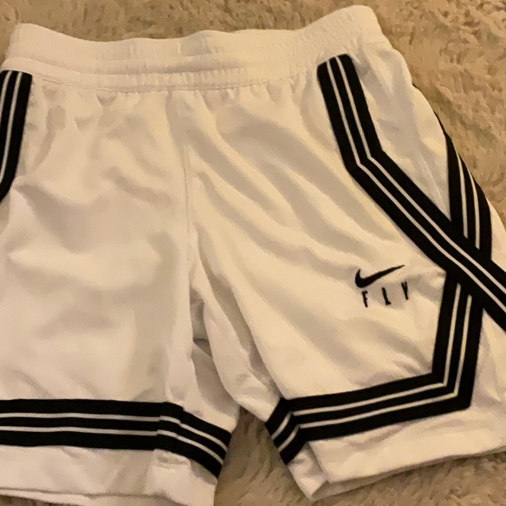 Nike White and Black Athletic Shorts with Classic Design